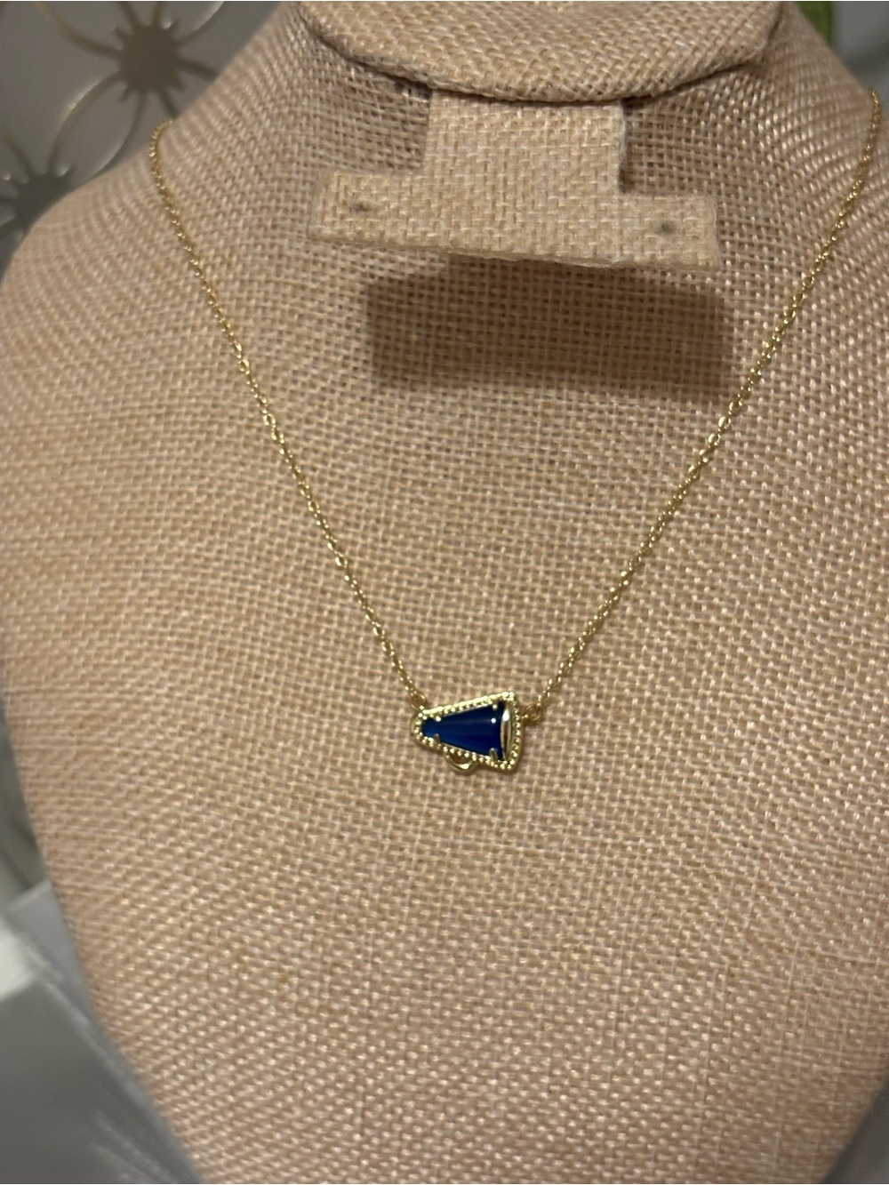 Gold Chain Necklace with Blue megaphone Pendant